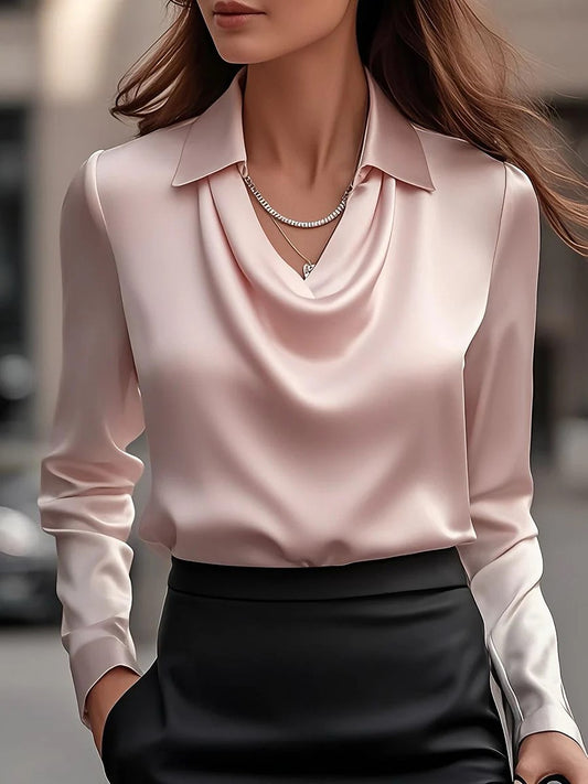 MARA™| Camicia Elegante In Raso Con Scollo Morbido